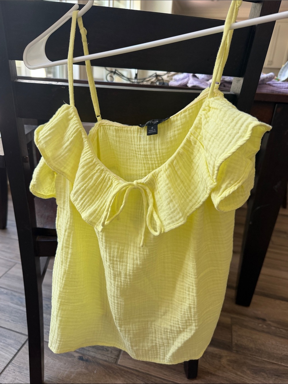 J. Crew Lemon Yellow Ruffle Off-Shoulder Camisole